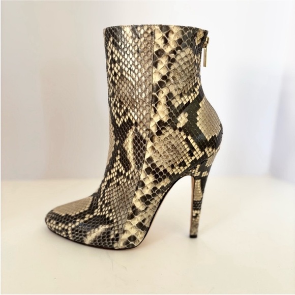 Jimmy Choo Shoes - Jimmy Choo Python Boots Snakeskin Ankle Booties Stiletto Heels Black Size 40